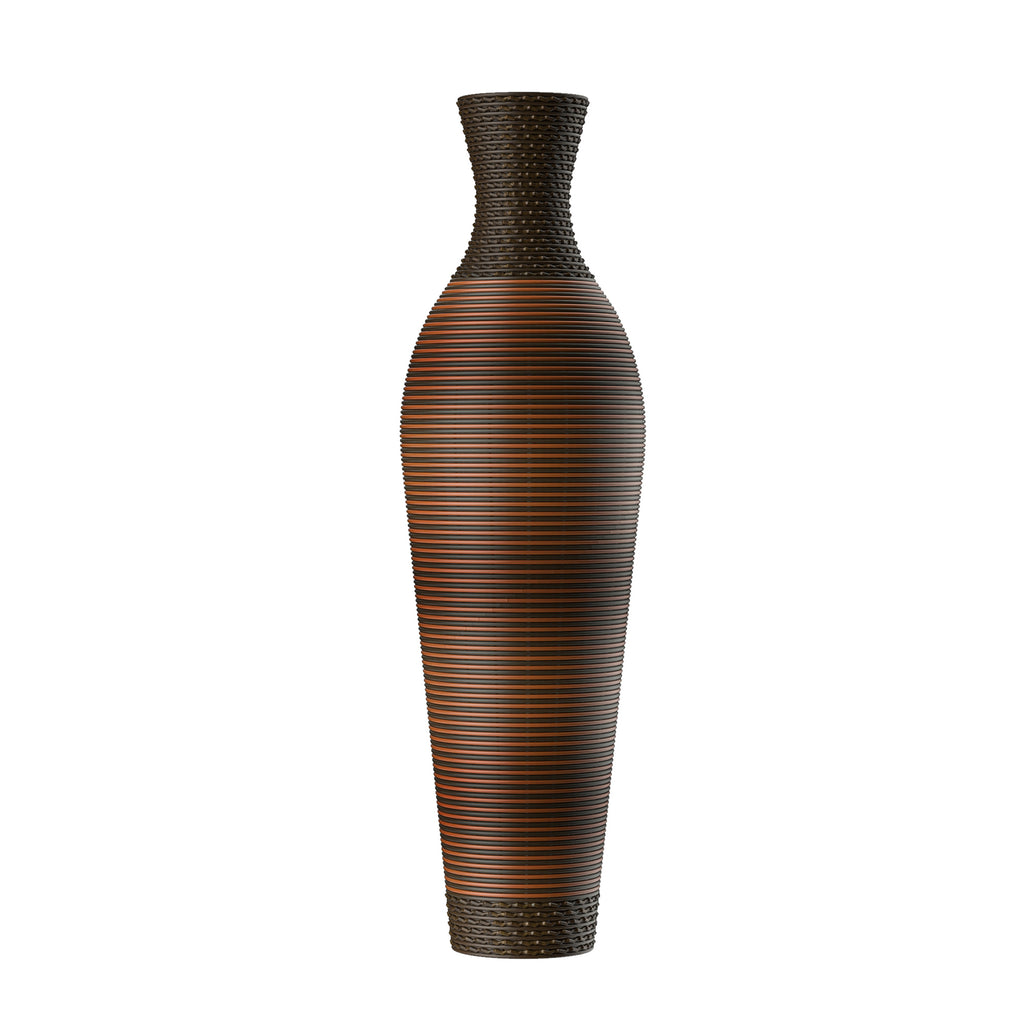 Hand-Woven PVC Rattan Floor Vase, 39 Inch Tall