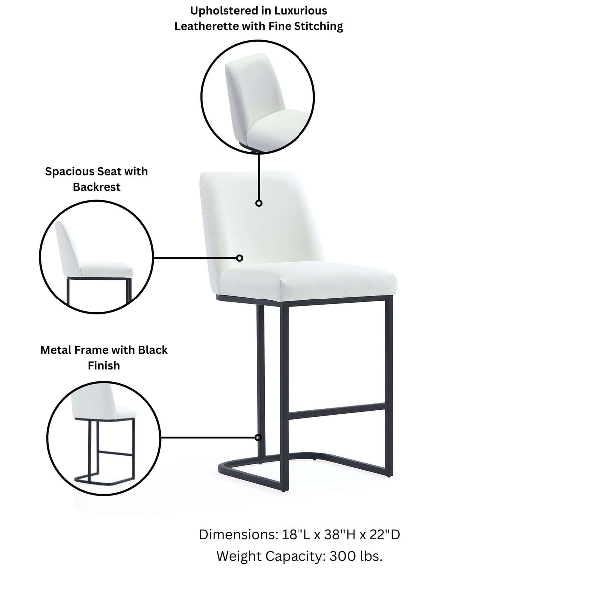 Serena Metal Upholstered Counter Stool