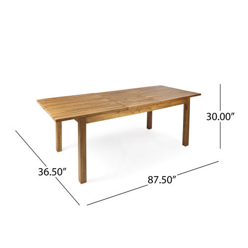 7 Pieces Acacia Wood Outdoor Dining Set with Dark