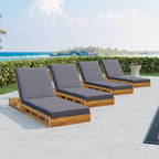 Lounge Chaise Set, Acacia Solid Wood with Lounge Cushion (Dark)