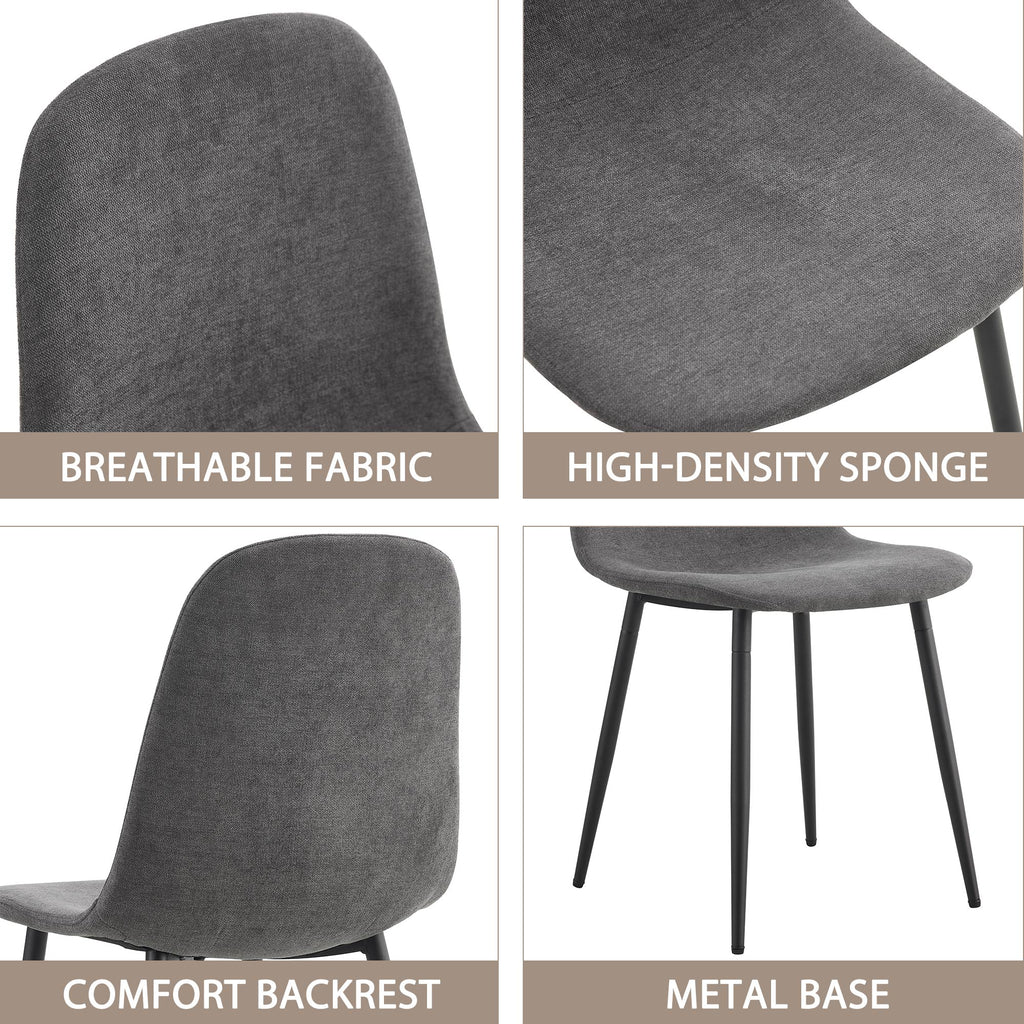 Comfortable Linen-Cotton Dining Chair Set - Six Pieces in Dark Gray