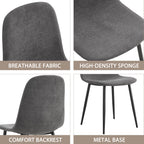Comfortable Linen-Cotton Dining Chair Set - Six Pieces in Dark Gray