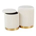 Contemporary Nesting Pleated Ottoman Set