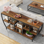 70.9” Industrial Console Sofa Table with 7-Tier Storage Shelves