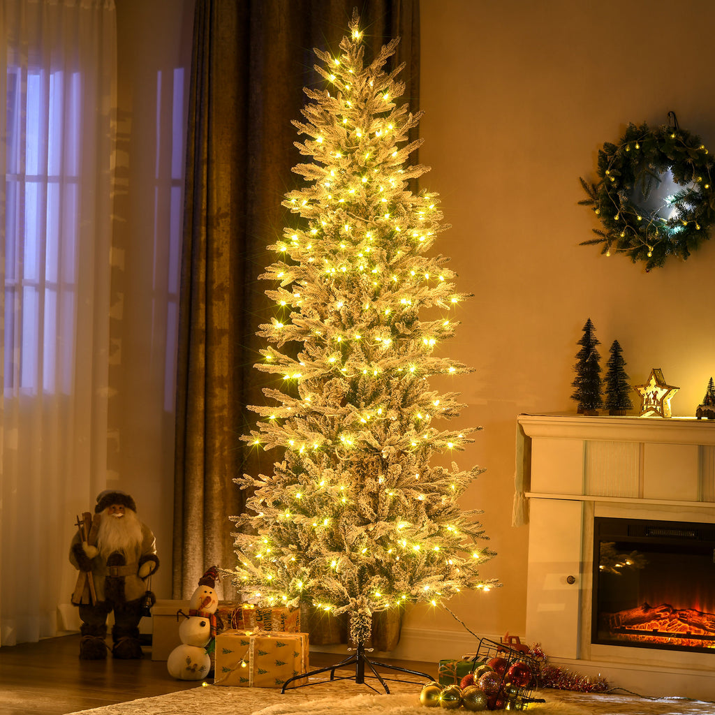 HOMCOM 7.5ft Tall Prelit Artificial Christmas Tree