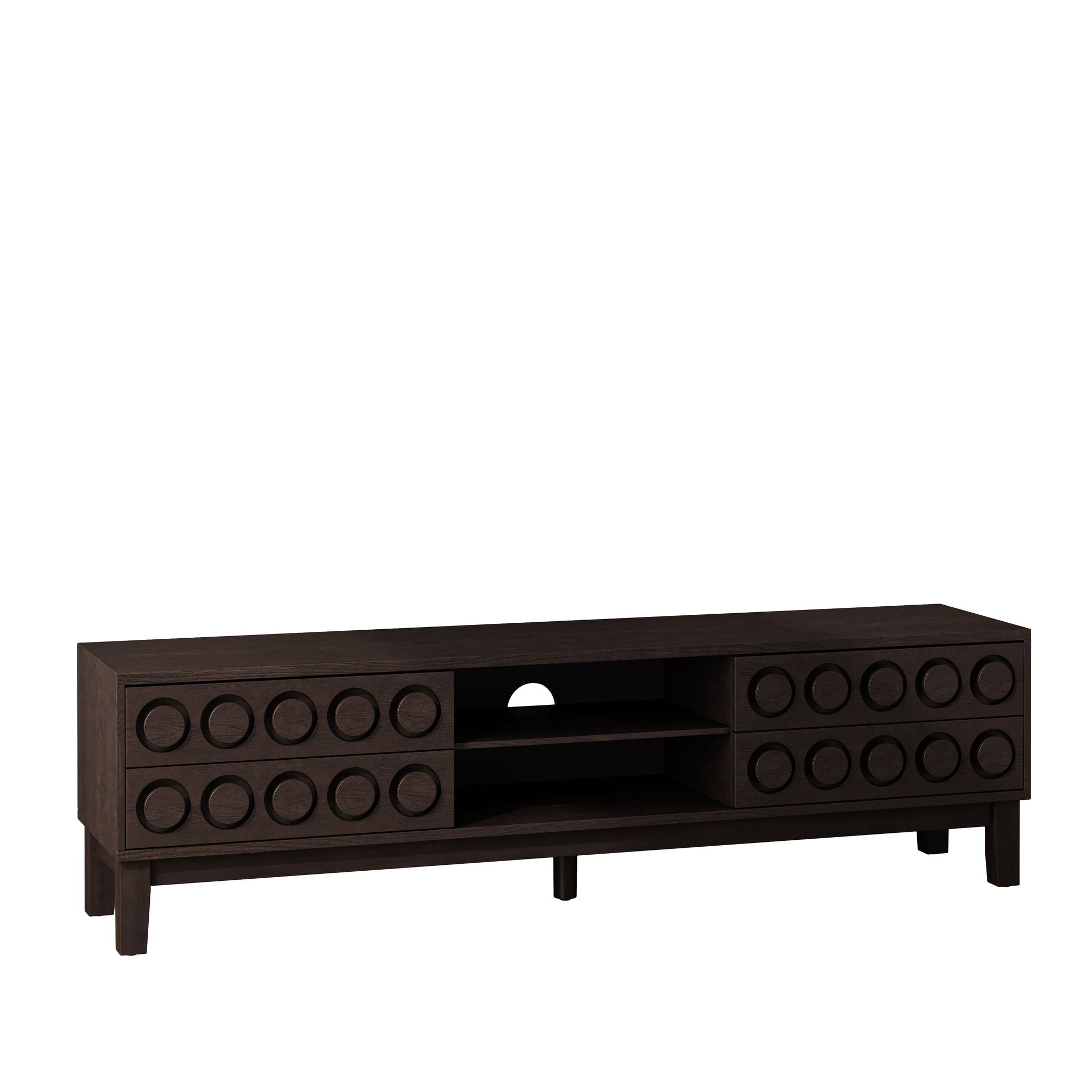 Media Console With 4 Drawers And Cable Management