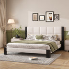 Boucle Cal King Bed Frame with Cube Headboard