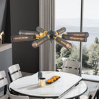 34" Modern Industrial Sputnik Chandelier, 8-Light