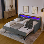 Twin Size Upholstery Sofa Bed with LED Lights
