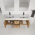 60" Floating Double Sink Bathroom Vanity with Drawers and Doors