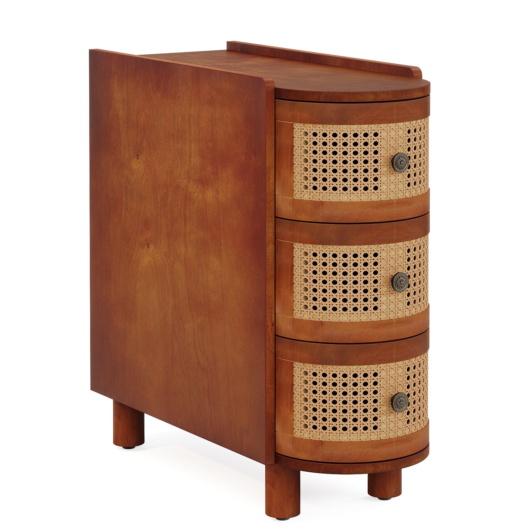 10.62" Narrow Rattan 3-Drawer End Table