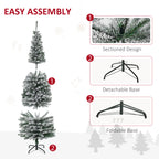 HOMCOM 6' Tall Unlit Snow-Flocked Slim Artificial Christmas Tree