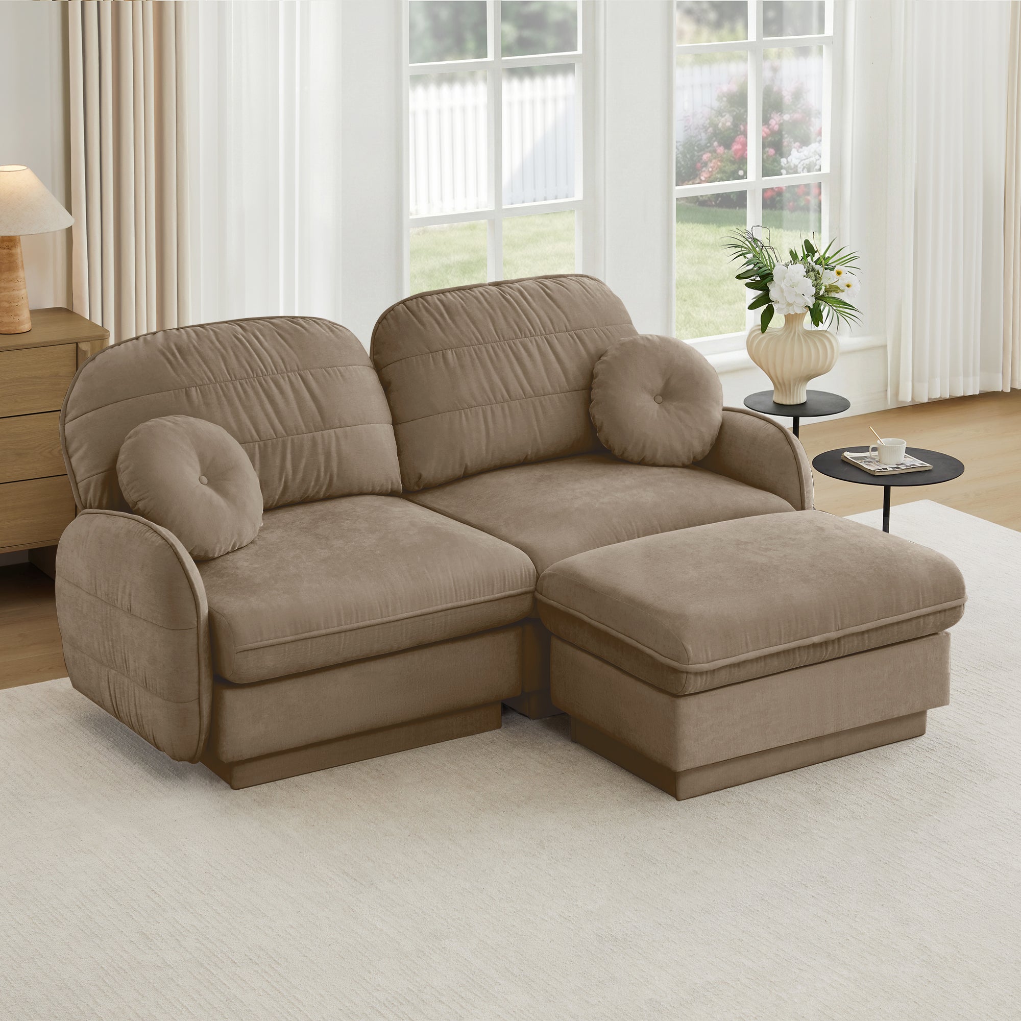 Chenille Cloud L-Shaped Loveseat Sofa