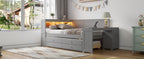 Full Size Daybed with Storage Shelves, Drawers, and Trundle
