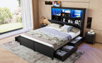 King Bed Frame with High Storage Headboard