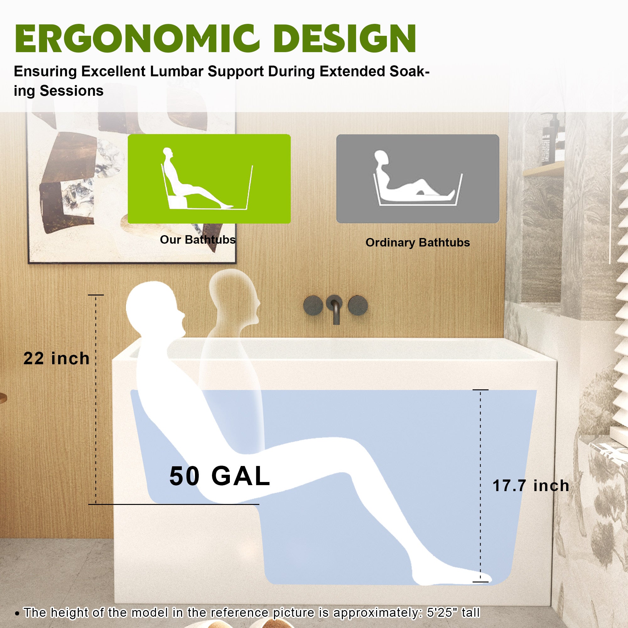 43" Acrylic Freestanding Bathtub with Seat