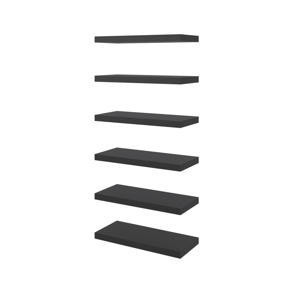 Phoenix 6-Piece Floating Wall Shelves Set, Wood, Wenge
