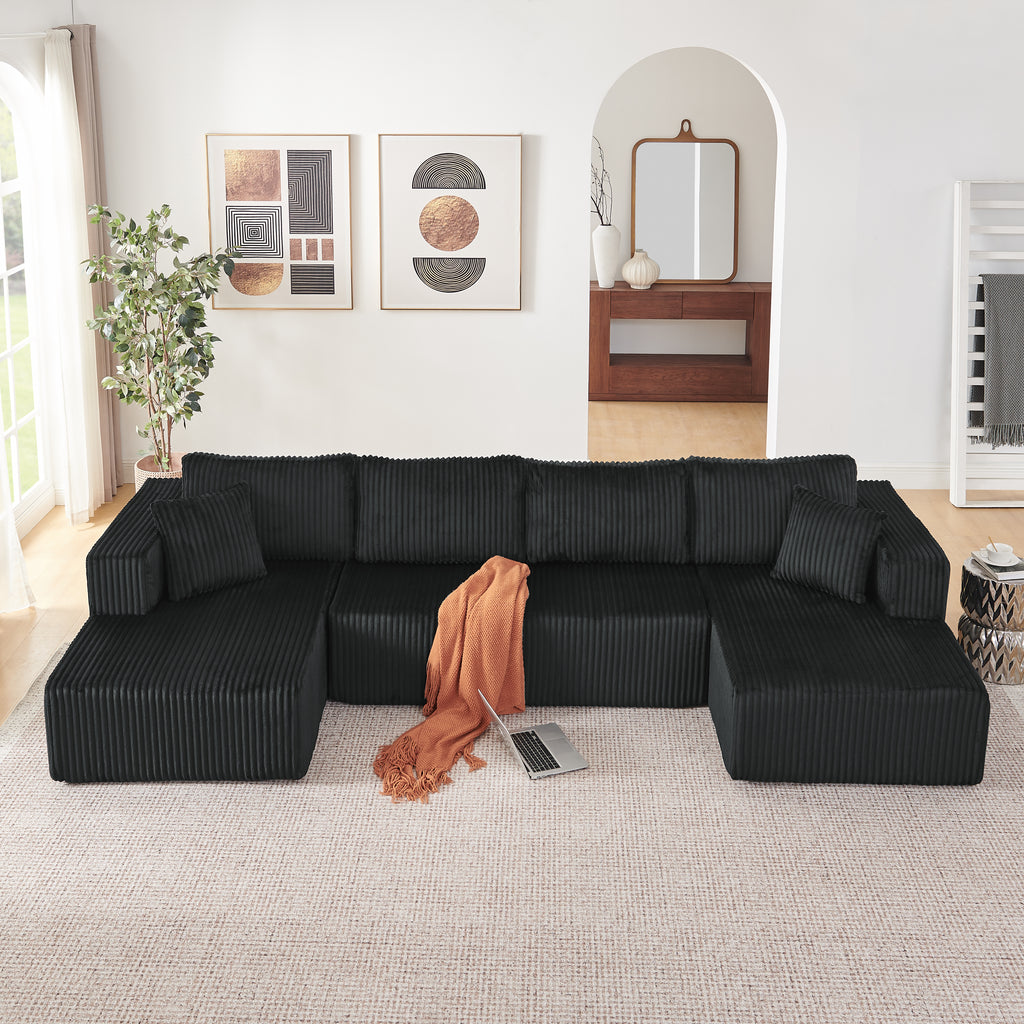 132" U Shaped Modular Sectional Sofa