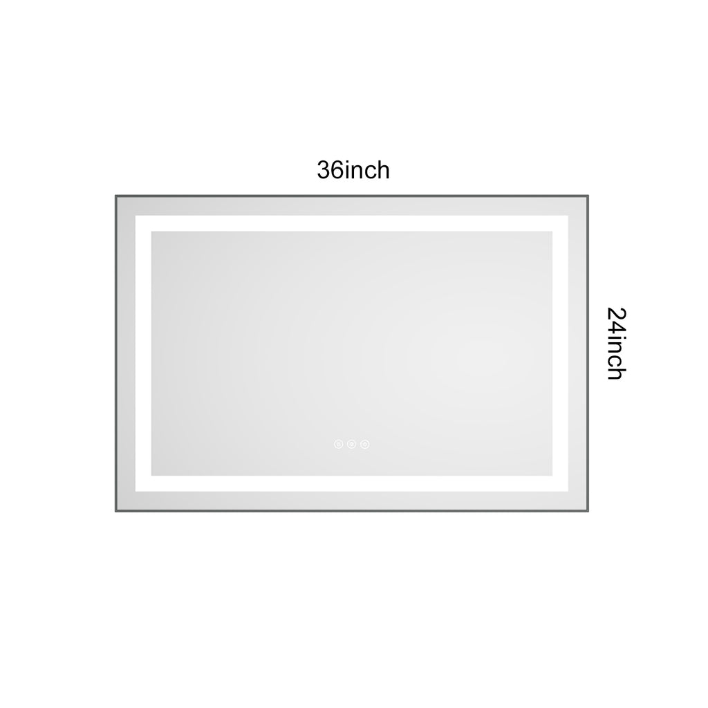 36" x 24" LED Bathroom Mirror with Front and Backlight