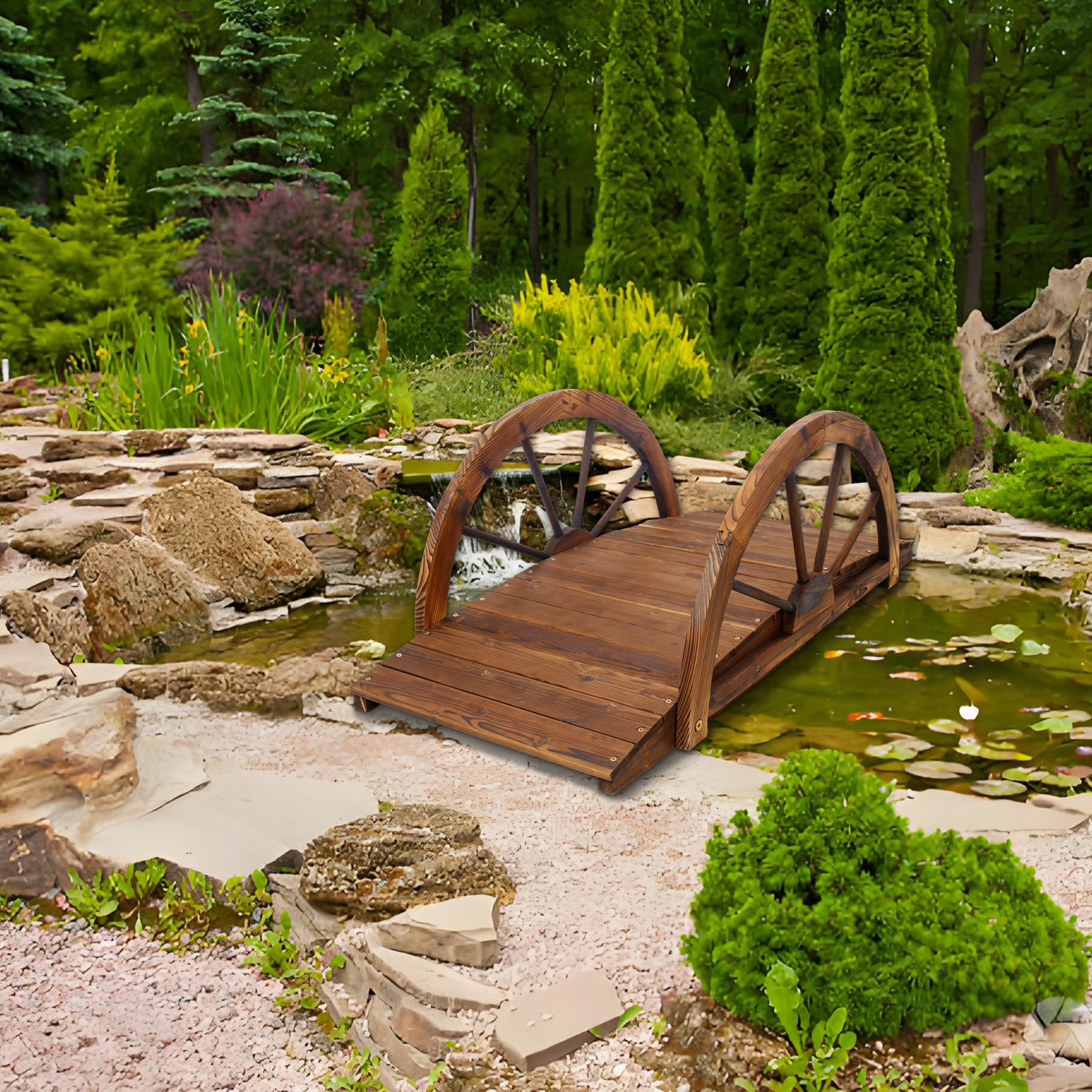 3.3ft Wooden Garden Bridge Arc Footbridge