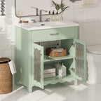 30 Inch Bathroom Vanity with Tempered Glass