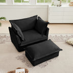Upholstered Slipcovered Armchair with Ottoman - Set of 2
