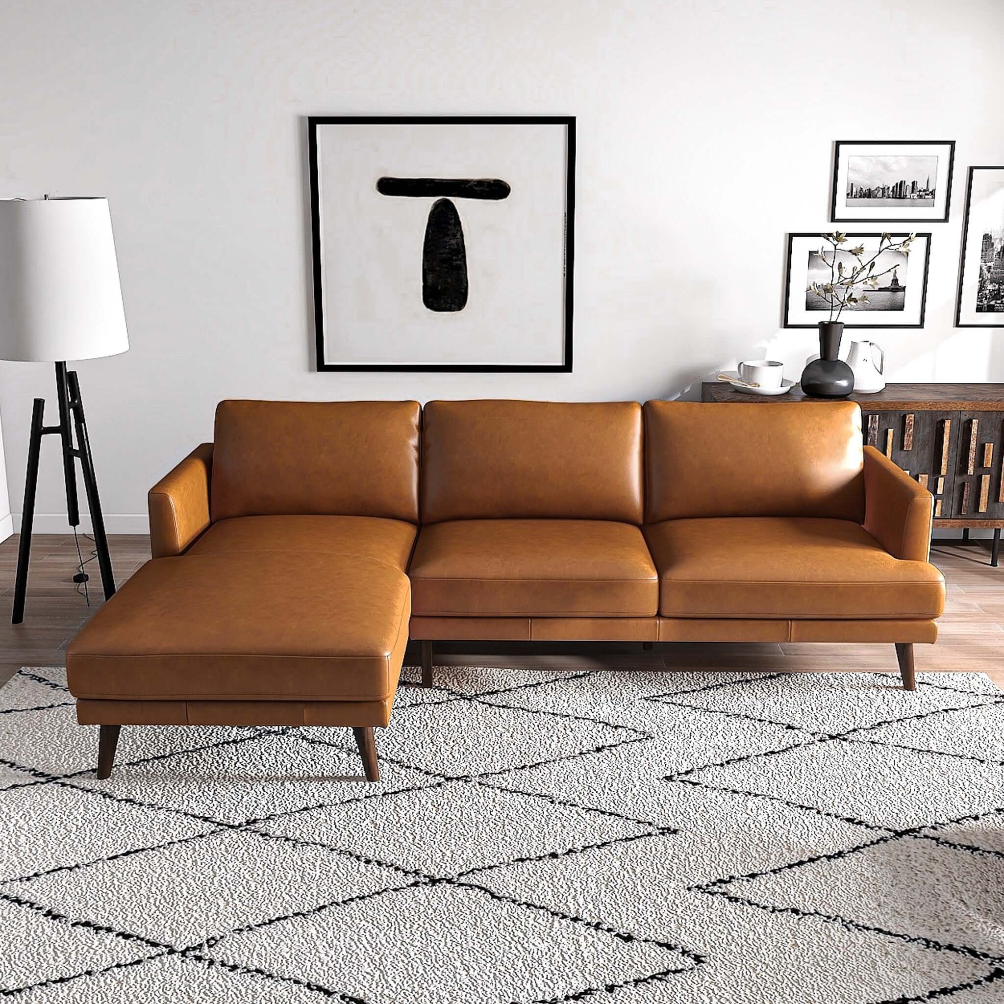 Lore L-Shaped Genuine Leather Sectional