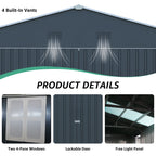 Upgraded 13x20FT Outdoor Storage Shed