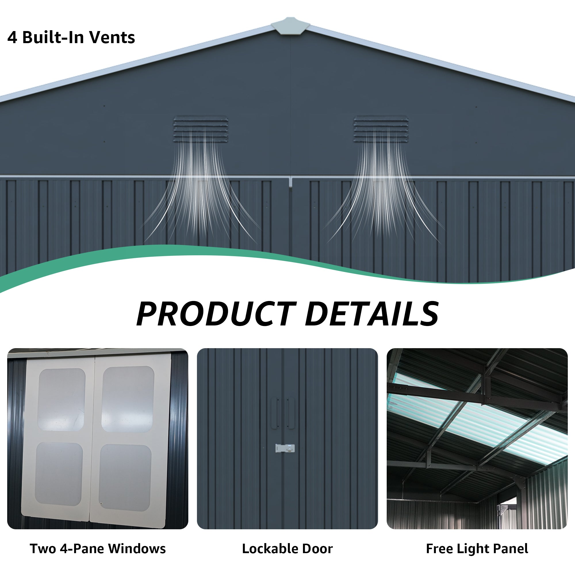 Upgraded 13x20FT Outdoor Storage Shed