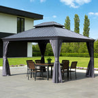 13x15FT Outdoor Gazebo with Galvanized Steel Double Roof