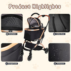 2-in-1 Detachable Pet Stroller for Dogs and Cats