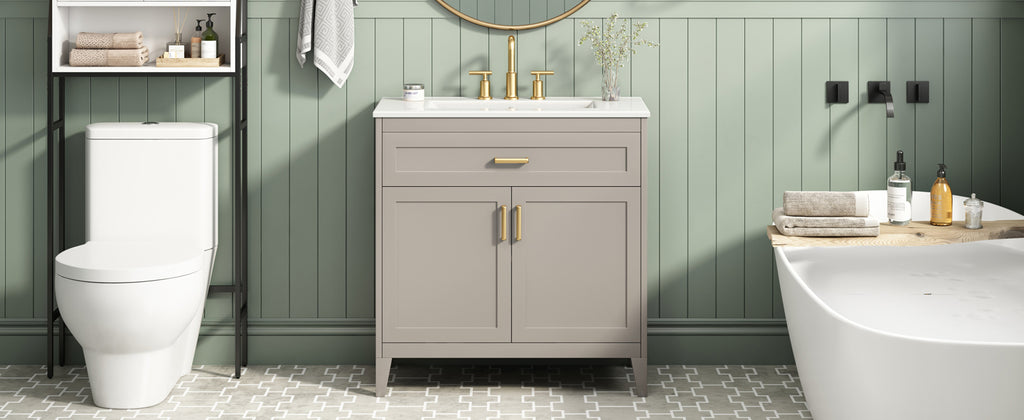 30" Bathroom Vanity with Ceramic Sink Top