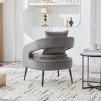 Modern Upholstered Velvet Open Back Accent Chair