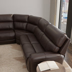 6-Piece Leather Power Sectional in Brazil Tobacco