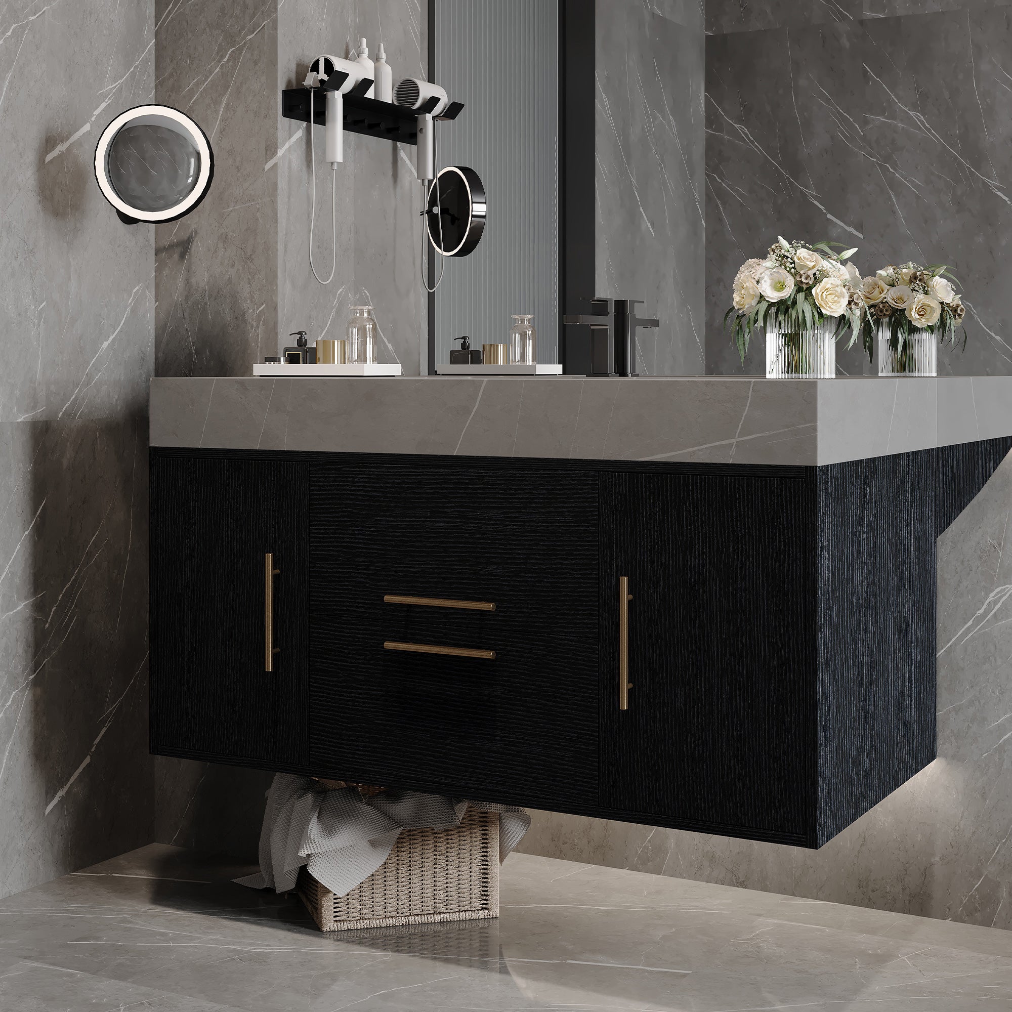 39.4 Inches Single Contemporary Floating Bathroom Vanity
