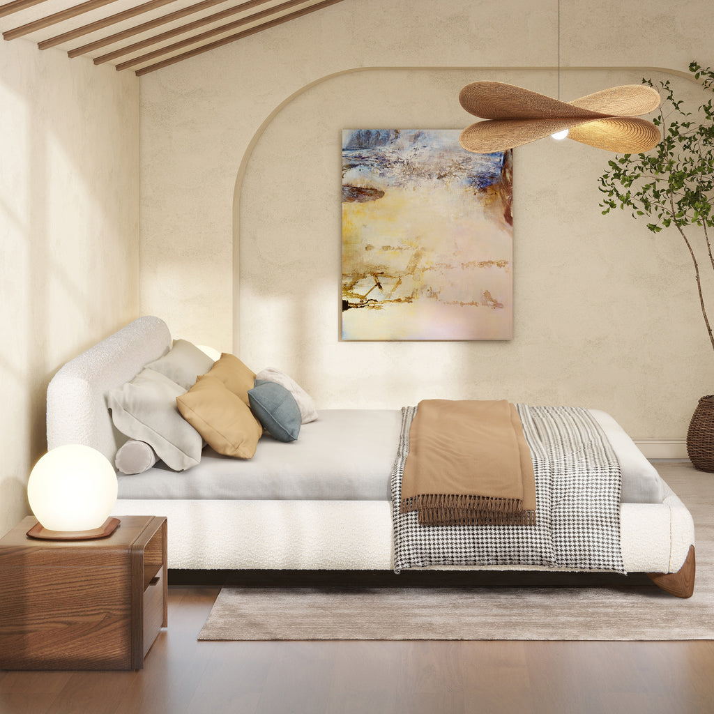 Alpine Puffy Modern Platform Bed, King