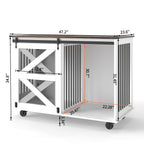 47.2" Mobile Dog Crate with Flip-Top Feeding Door