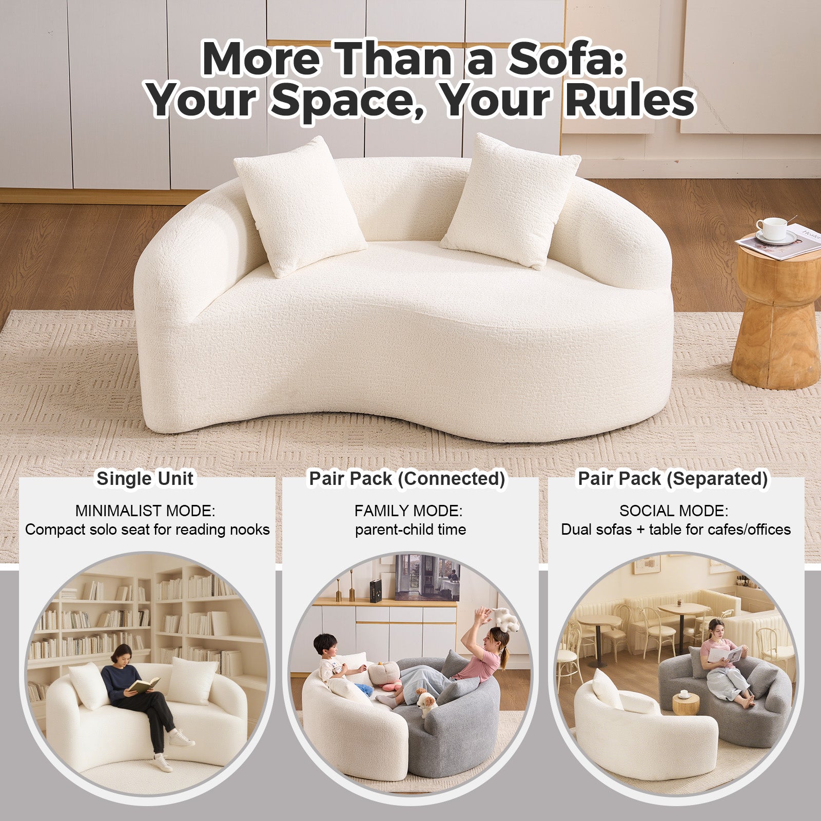 LY-042 S-Curved Chenille Sectional Sofa