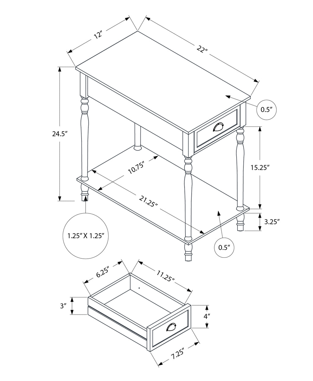 2 Tier Accent Table with Storage Drawer