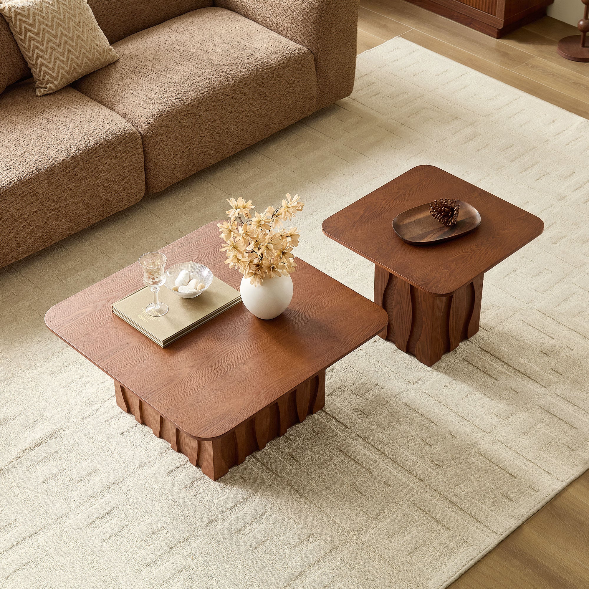 2-Piece Nesting Square Coffee Table Set