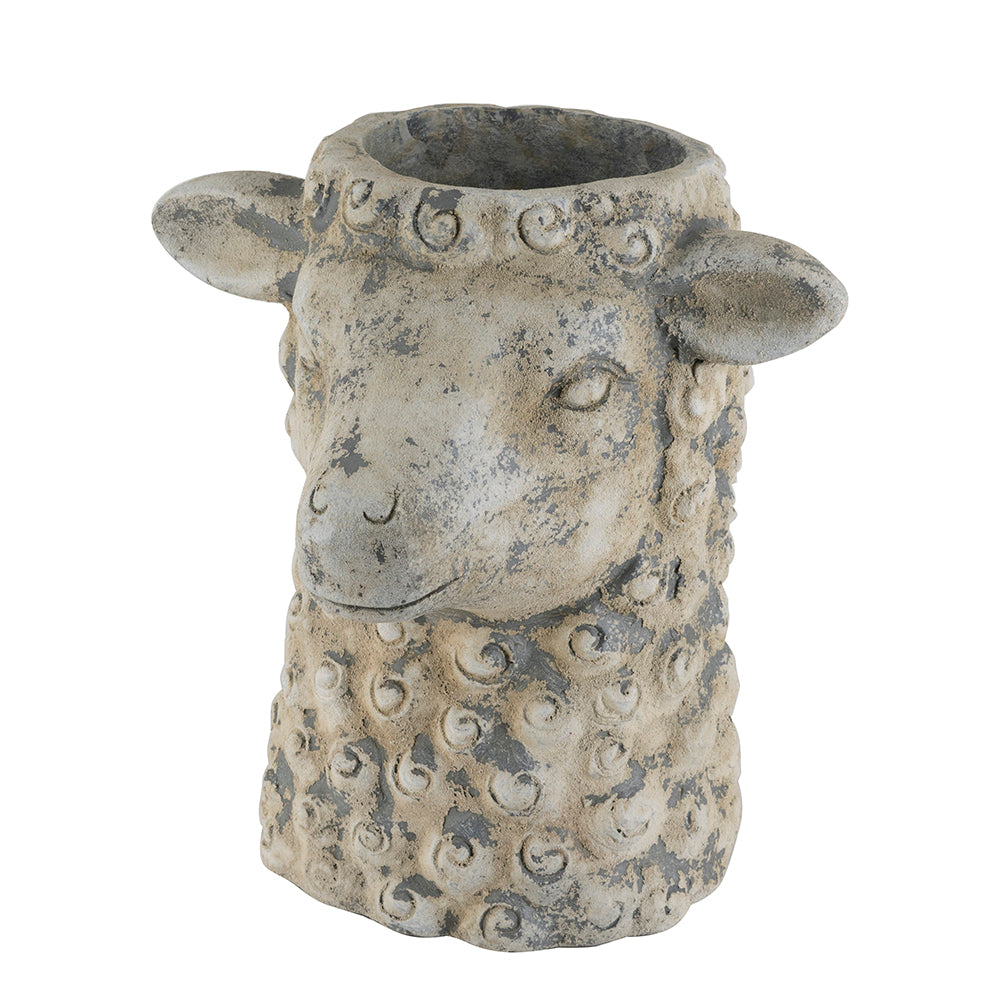 Magnesium Sheep Head Planter with Distressed Finish