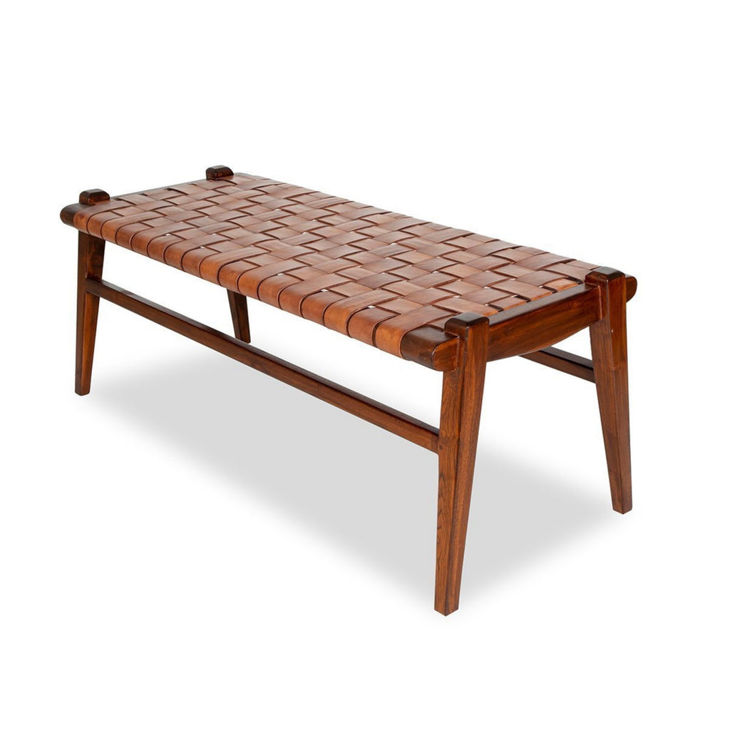 Cody Tan Leather Bench