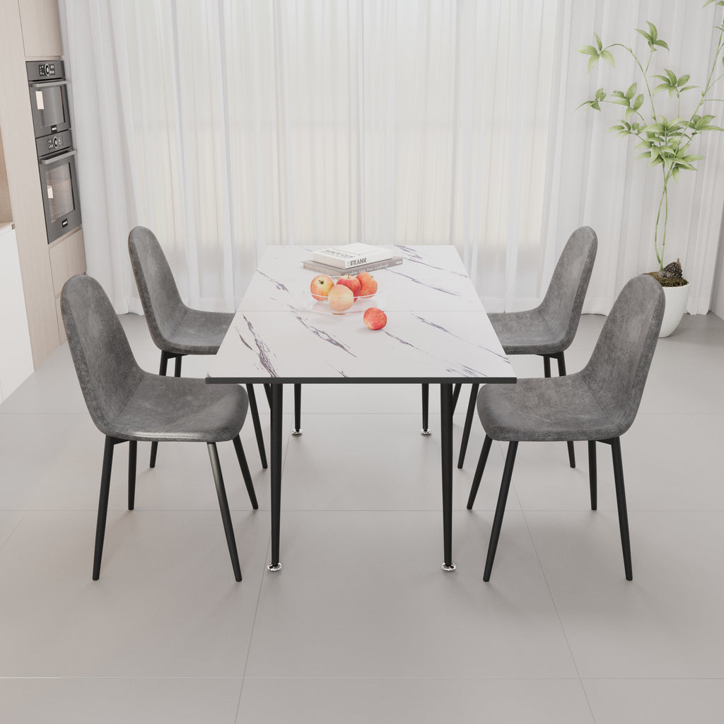 47"-63" Extendable MDF Modern Dining Table and Chair Set