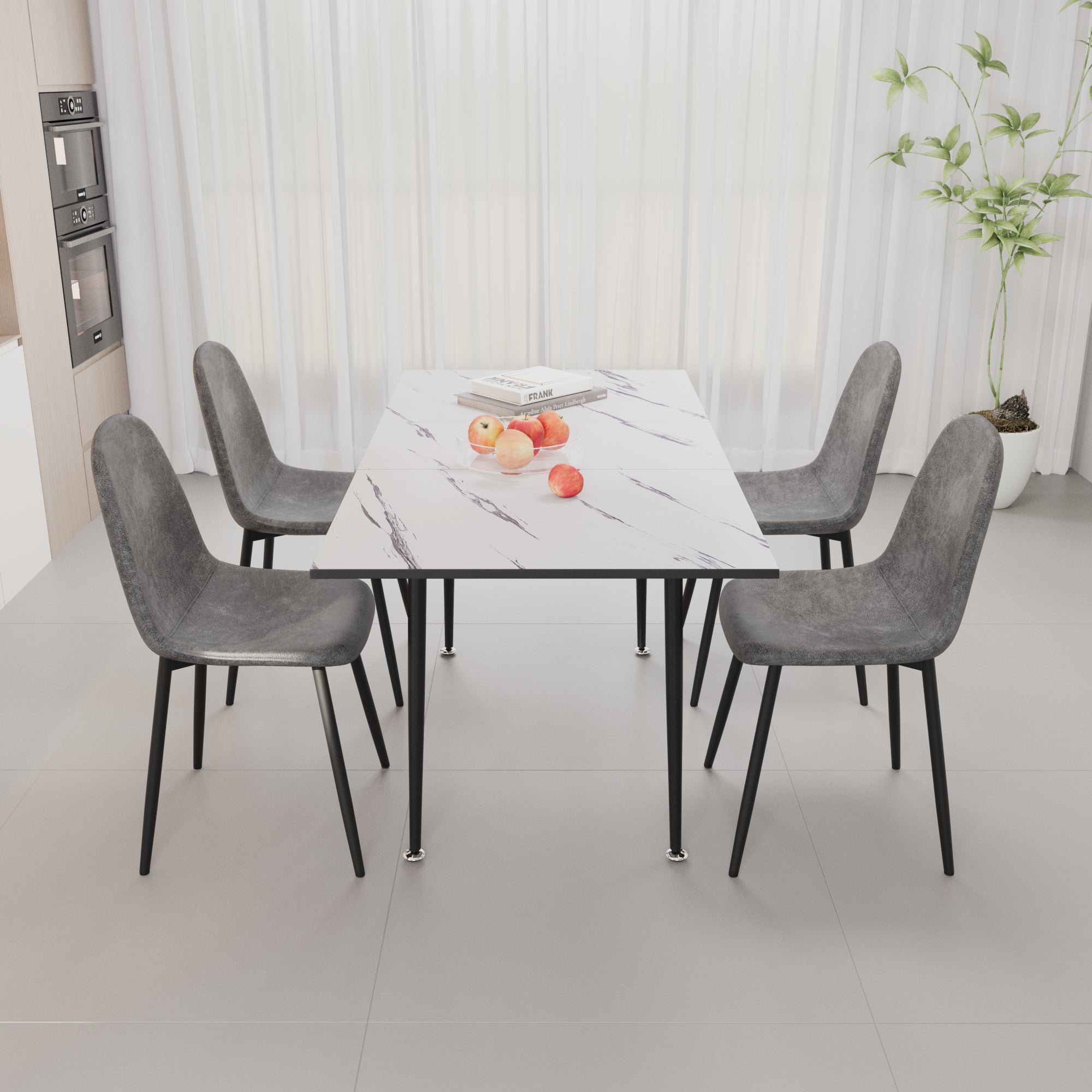 47"-63" Extendable MDF Modern Dining Table and Chair Set