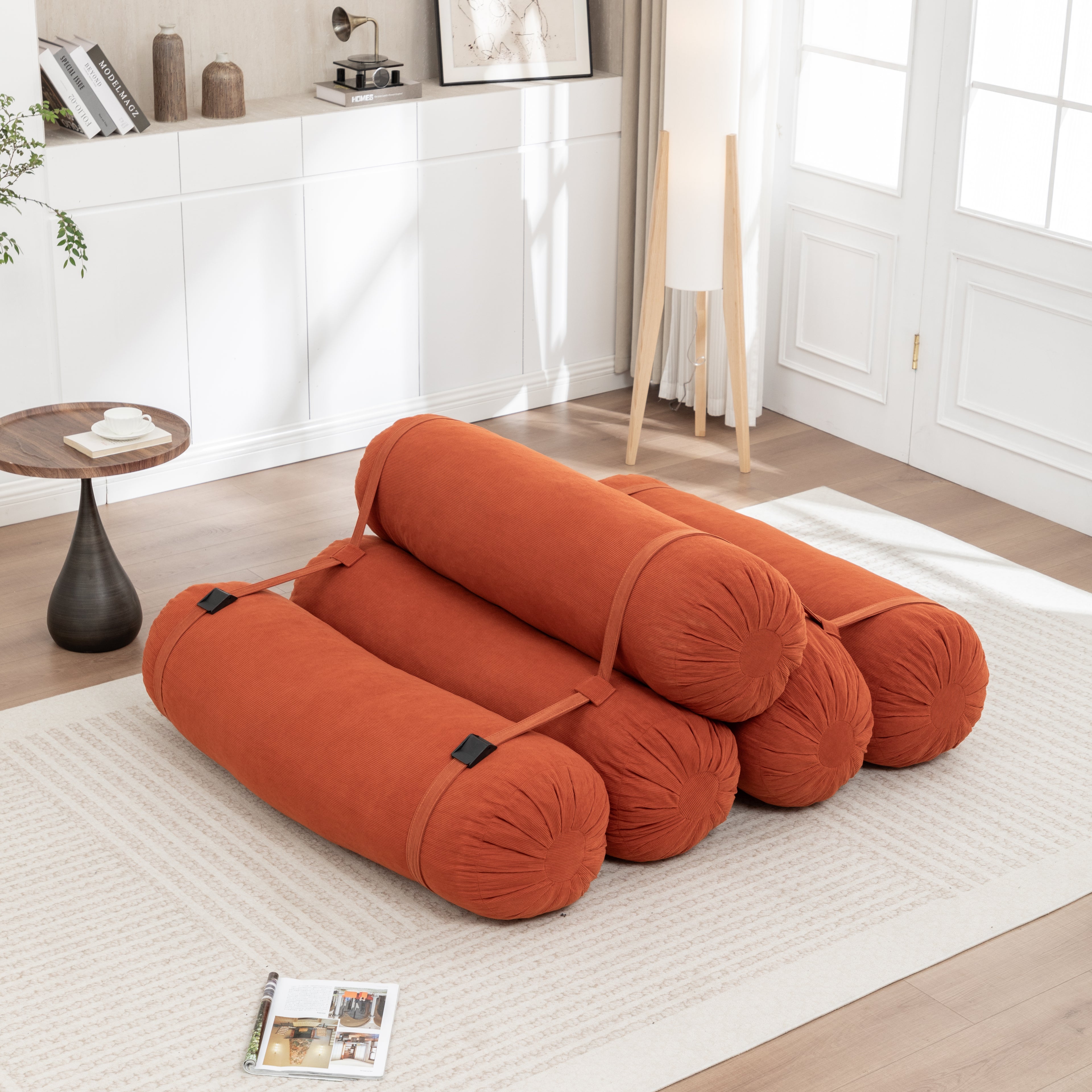 Adjustable Floor Sofa - Corduroy Lazy Sofa with Adjustable Straps