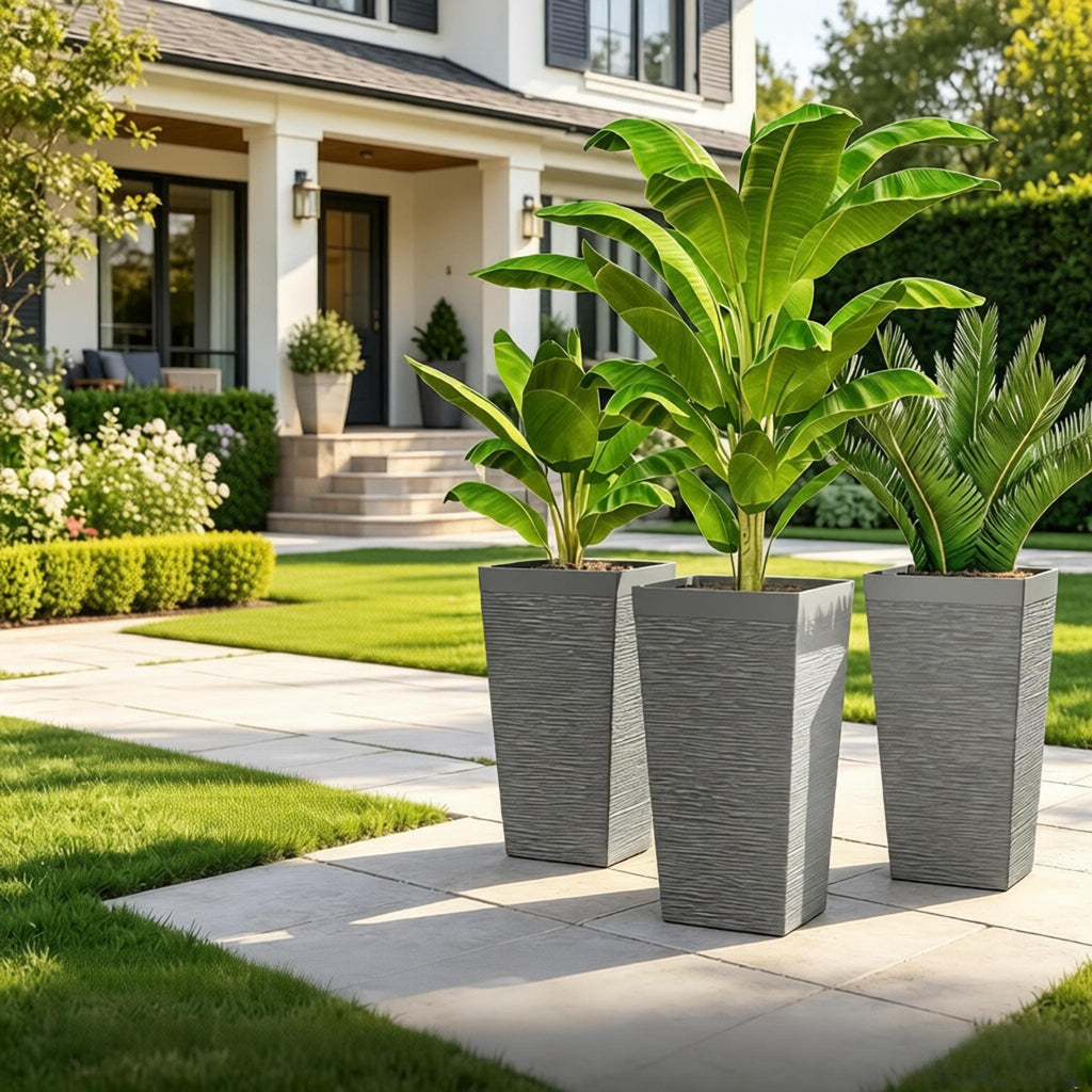 Stackable Design Tapered Planters - 3-Piece Outdoor Set