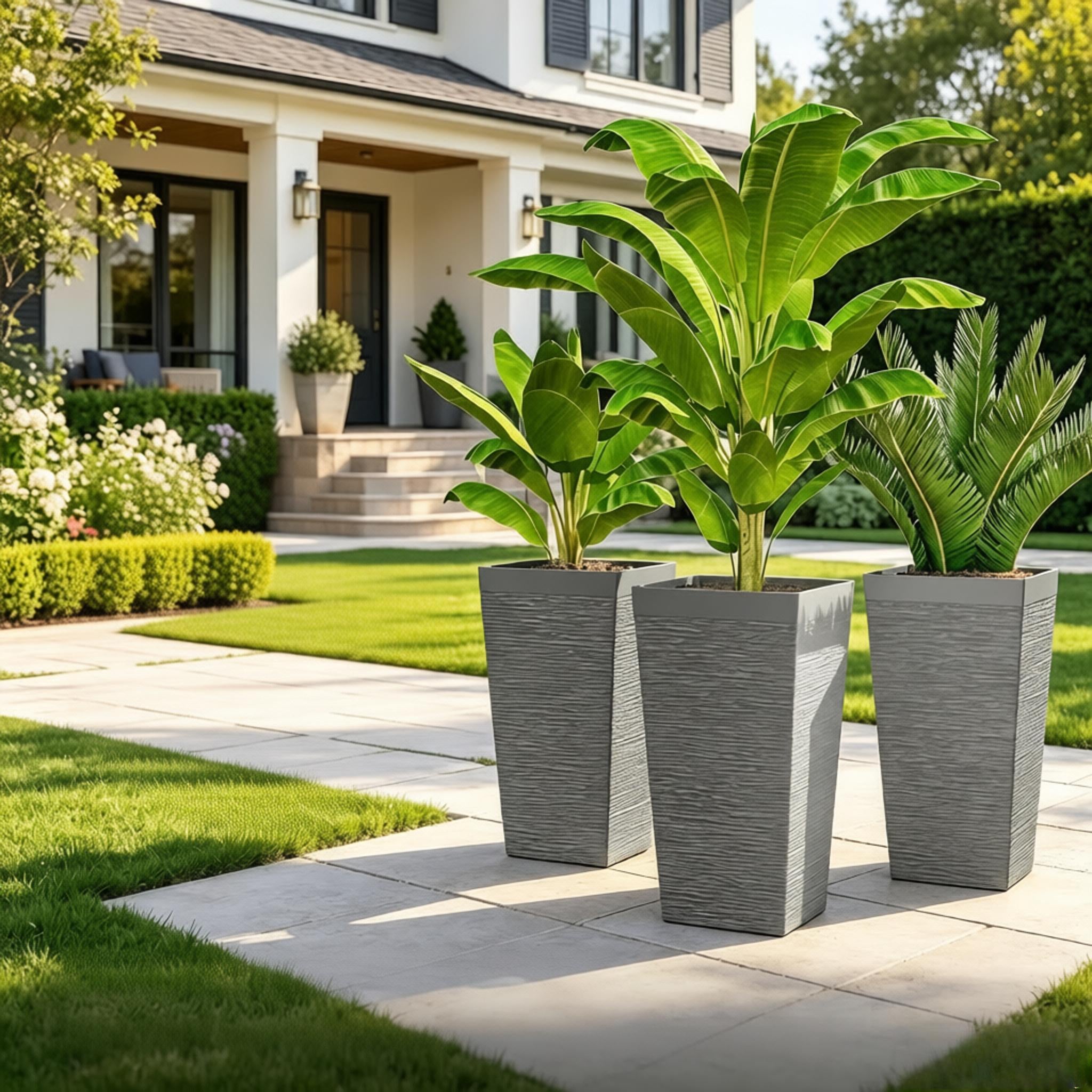 Stackable Design Tapered Planters - 3-Piece Outdoor Set