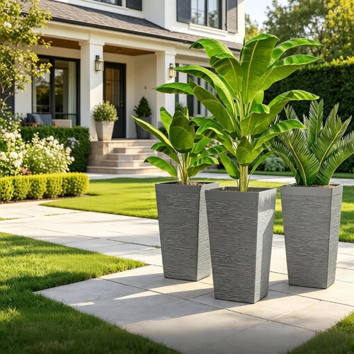 Stackable Design Tapered Planters - 3-Piece Outdoor Set