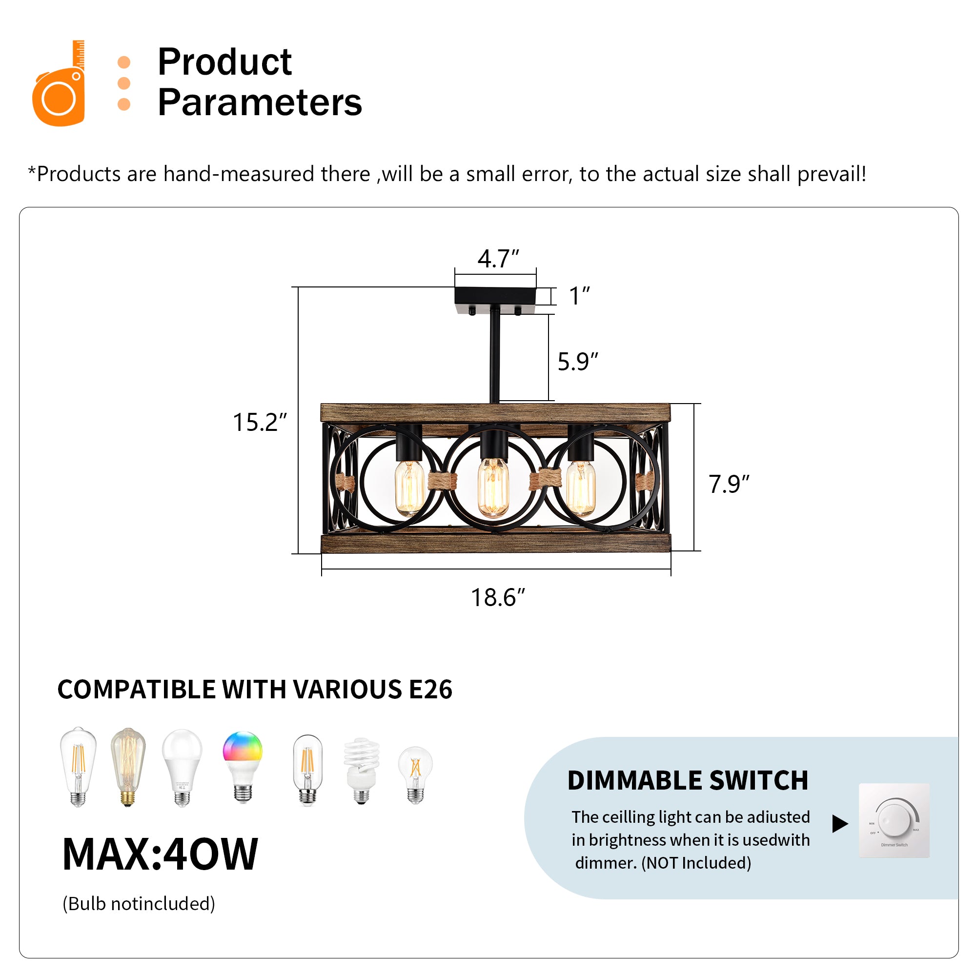 4-Light Square Kitchen Island Light Fixture