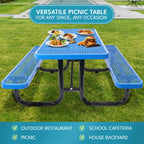 6 Ft. Rectangular Outdoor Picnic Table with Umbrella Pole